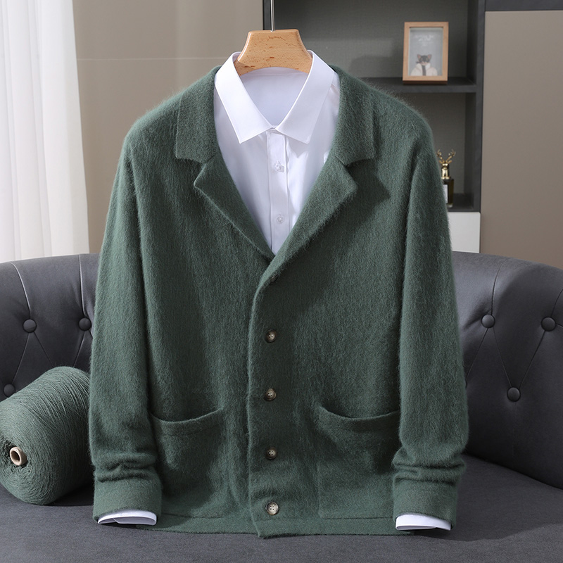 Winter Clothing Uae - New Mink Wool Cardigan Men's Padded