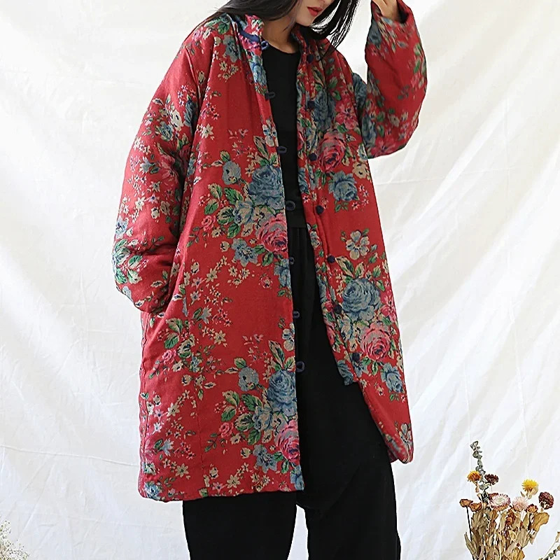 Winter Clothing Women'S - Chinese Style Clothing Warm Cotton Print