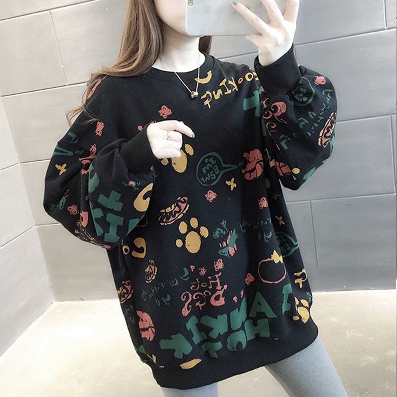 Winter Clothing Essential - Casual Printed Loose Women's Sweatshirts Y2k