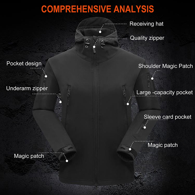 Outdoor Men Loose Tactical Hoo - Windproof Jacket Softshell recension och pris