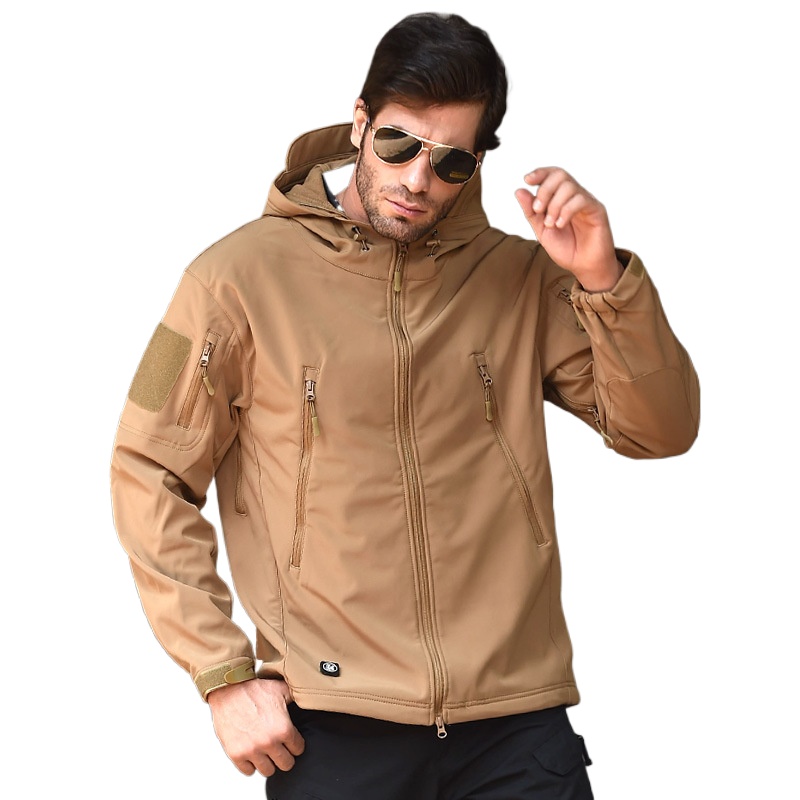 Outdoor Men Loose Tactical Hoo - Windproof Jacket Softshell recension och pris