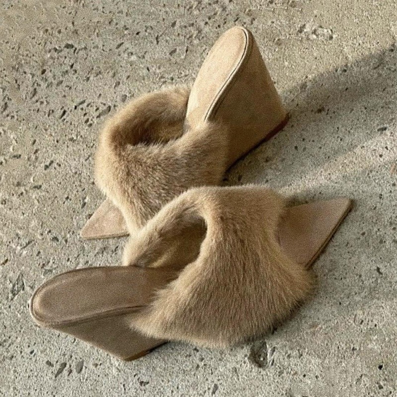 Fluffy Women Slippers Wedges P - Winter Clothing Women'S recension och pris