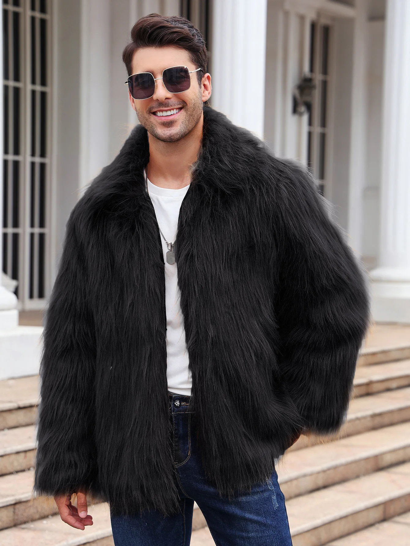 Men Faux Fox Fur Jacket Coat W - Winter Clothing Uae recension och pris