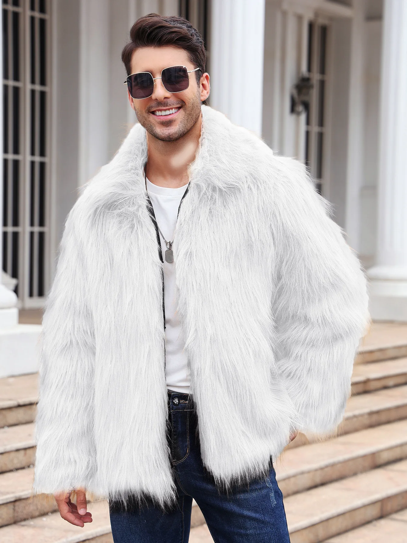 Men Faux Fox Fur Jacket Coat W - Winter Clothing Uae recension och pris