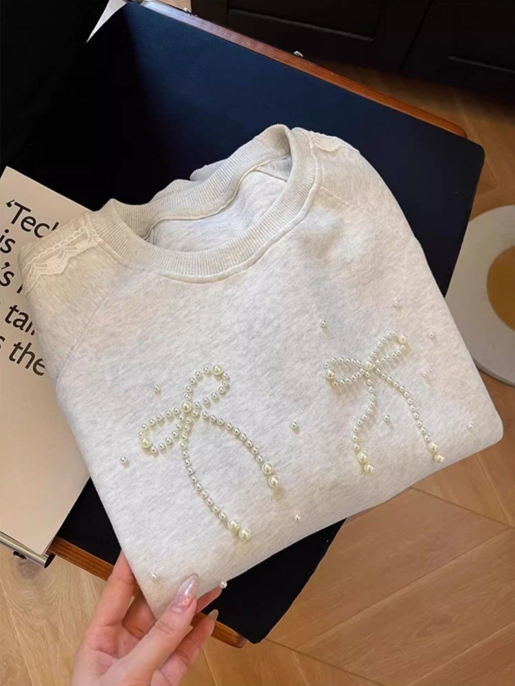 Round Neck Pearl Women's Sweat - Winter Clothing Essential recension och pris