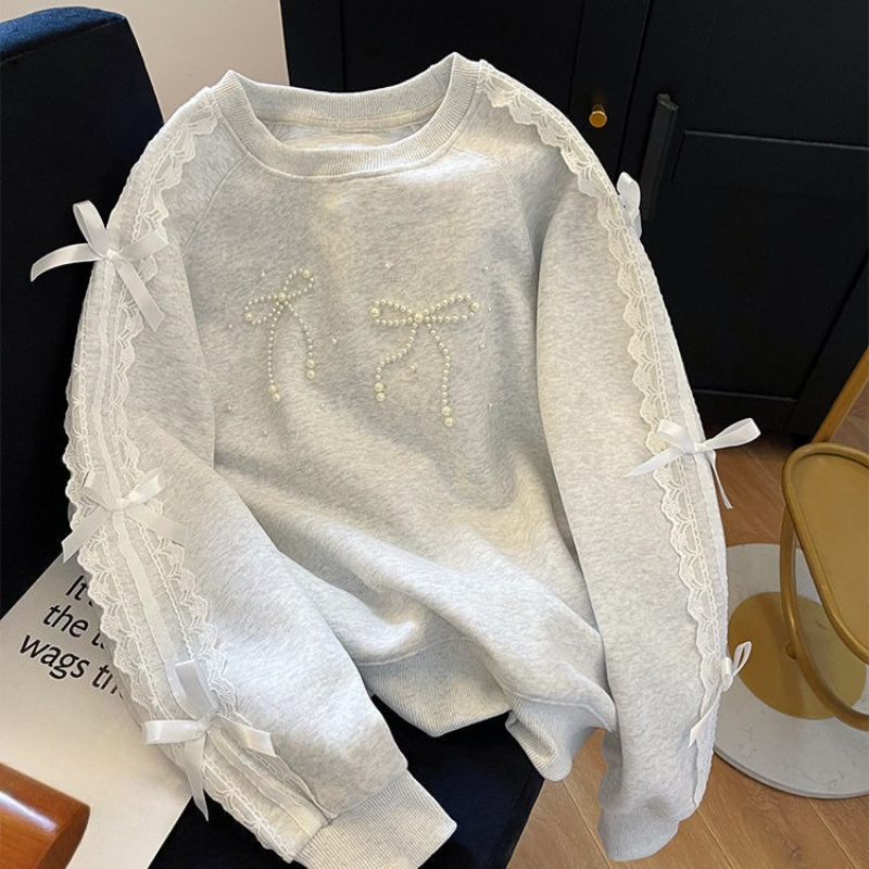 Round Neck Pearl Women's Sweat - Winter Clothing Essential recension och pris